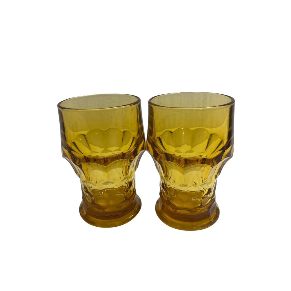 2 Vintage Anchor Hocking Georgian‎ Honey Comb Heavy Amber Glasses Glass Set 1970 - Picture 3 of 3